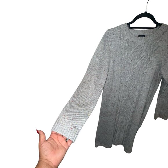 Talbots Cable Knit Gray Sweater Dress With Multi-Colored Speckles All Over Sz M - Picture 5 of 15